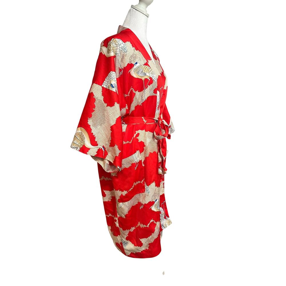 Vintage Tori Richard Honolulu red & cream kimono robe - Picture 3 of 6